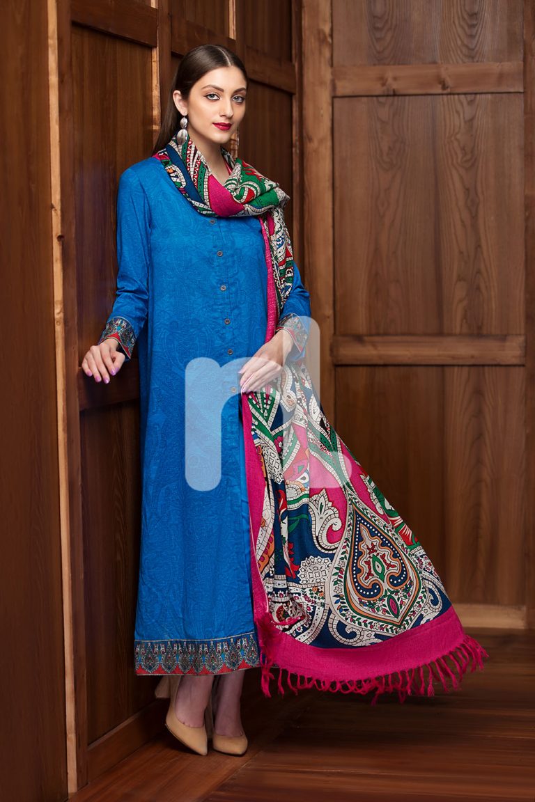 Embroidered Unstitched 3 Piece Linen Pakistani Dress On A Discount