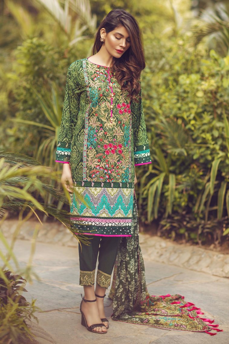 Exclusive 3 Piece Embroidered Chiffon Pakistani Ready to Wear Dress online by Alkaram Studio Festival Spring Summer Eid Collection Volume 2 2017