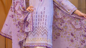 Buy online Zeen Cambridge 3 piece Ready to Wear Pret Wear ‘Dutch Cottage’ Violet Lawn Pakistani Dress Eid Collection 2017 - Pret Wear Pakistan