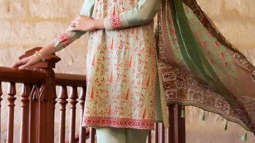 Classy 3 piece semi formally luxury luxe Zeen Cambridge Green Lily Pakistani Dress for Sale this Eid Collection 2017 online shopping Unstitched Pret Wear - Pakistan Pret Wear