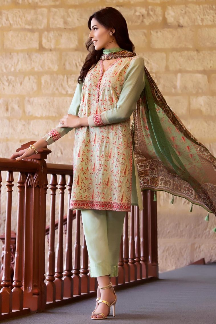 Classy 3 piece semi formally luxury luxe Zeen Cambridge Green Lily Pakistani Dress for Sale this Eid Collection 2017 online shopping Unstitched Pret Wear - Pakistan Pret Wear