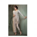 Beautiful silver Formal Wear Silk & organza Pakistani Dress By Native Winter Collection 2017 Available For Free Shopping Online