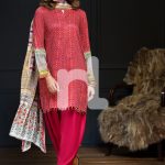 Red Color 3 Piece Linen Unstitched Pakistani Pret Wear Available For Shopping Online On Discount Rate At Sale By Nishat Linen Winter Collection 2017.