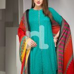 Unstitched 3 Piece Aqua Color Khaddar Pakistani Dress On Sale To Buy Online By Nishat Linen Winter Collection 2017 At A Discount Price.
