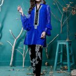 Beautiful blue color 3 piece prêt wear from Zainab Chottani party wear collection 2017