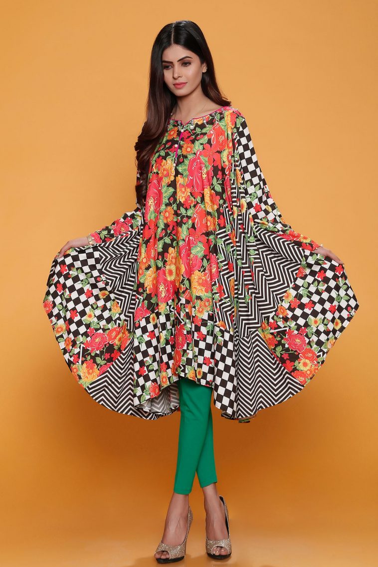 Checkered multi-color pret wear frock by Rang ja new arrivals 2018
