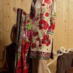 Elegant Cream 3 Piece Unstitched pret wear dress By Orient Textile University wear Collection 2018