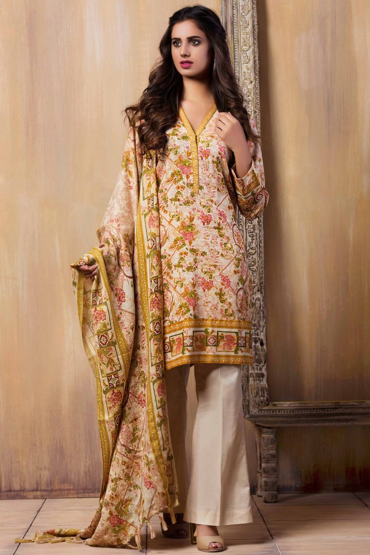 Elegant beige Unstitched Pret Wear Available For Shopping By Kayseria Pret wear Collection 2018