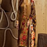 Gold 3 piece unstitched pret wear dress By Orient Textile Online 2019