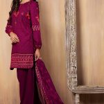 Maroon unstitched khaddar pret wear by Kayseria Winter Collection 2018