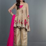 Stunning beige color 3 piece pret wear dress by Zainab Chottani party wear collection 2019