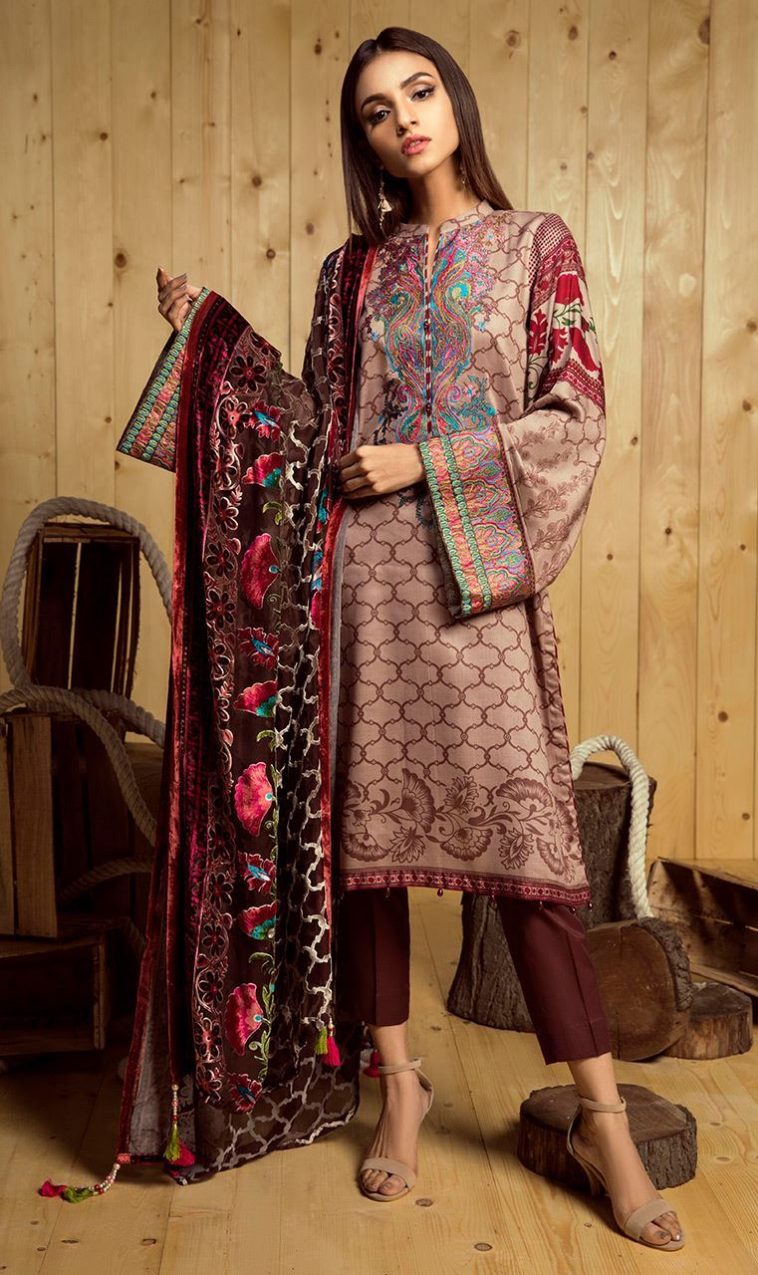 Stylish Grey 3 Piece Unstitched Pakistani dress Available By Orient Textile Dresses 2018