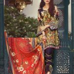 Beautiful green unstitched dress by Eden Robe suits collection 2019