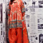 Beautiful orange unstitched 3 piece dress by Warda suits collection 2018Beautiful orange unstitched 3 piece dress by Warda suits collection 2018