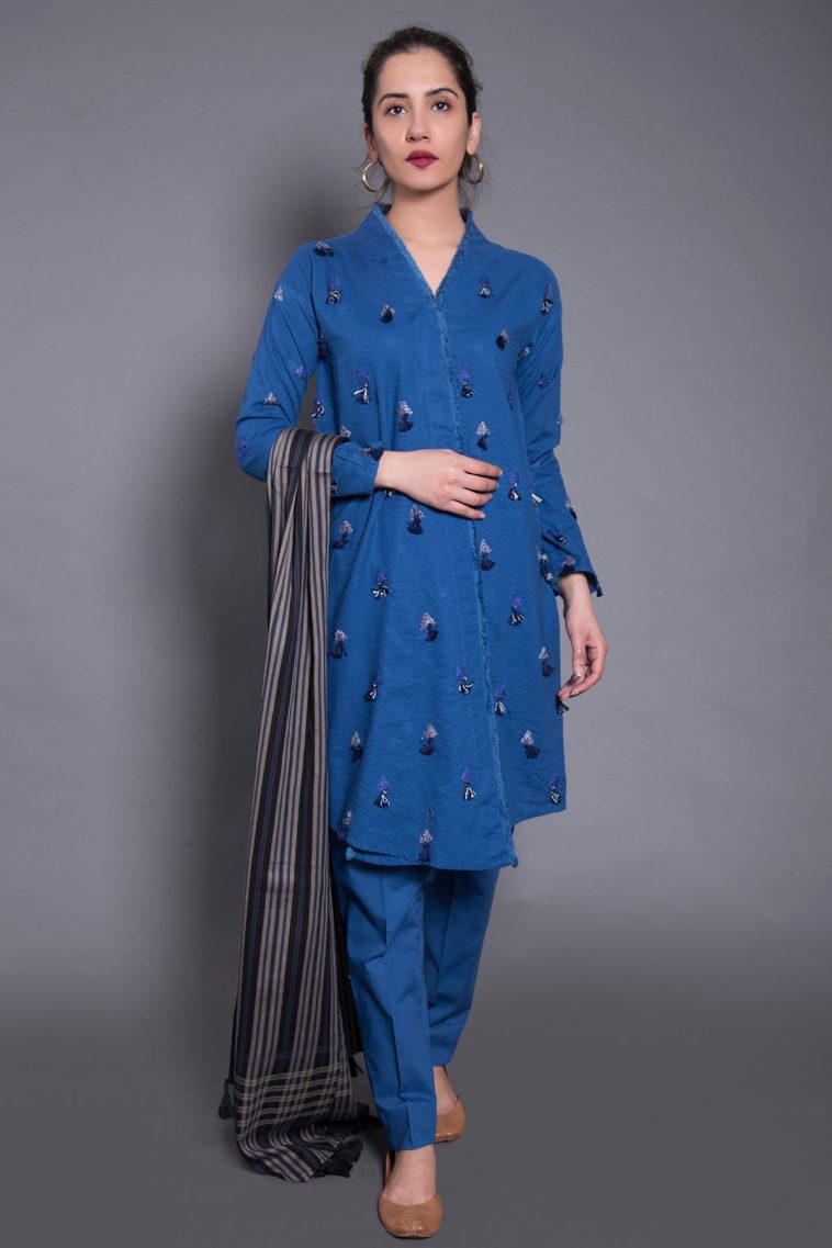 Decent blue embroidered pret wear dress by Generation pret wear collection 2018