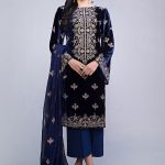 Elegant blue embroidered 3 piece suit by Bareeze outlet 2019