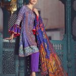 Embroidered purple unstitched pret dress by Eden Robe unstitched dresses collection 2019