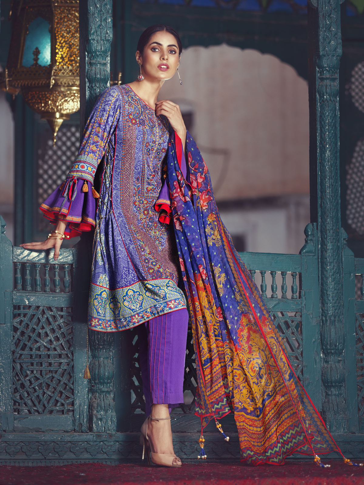 Embroidered purple unstitched pret dress by Eden Robe unstitched dresses collection 2019 Online Shopping In Pakistan