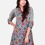 Monochrome cambric printed pret wear shirt by Eden Robe University wear collection 2018