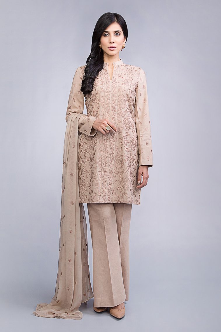 Persian almond 3 piece stitched dress by Bareeze pret wear collection 2019