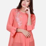 Pretty peach pleated top by Eden Robe western wear collection 2019