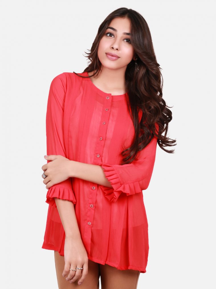 Red pret wear short top by Eden Robe western tops collection 2019