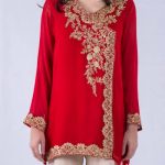 Royal red tilla embroidered pret wear kurti by Breakout EAST evening wear 2018