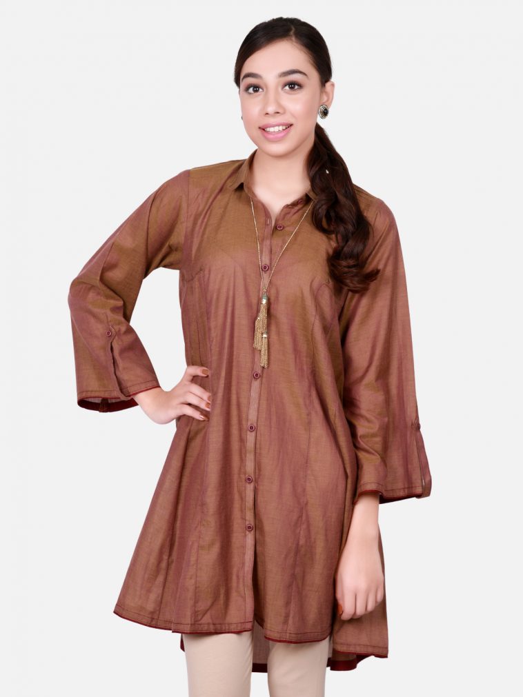 Stylish brown ready to wear shirt by Eden Robe kurti collection 2019