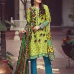 Viscose embroidered green unstitched 3 piece dress by Eden Robe viscose collection 2019