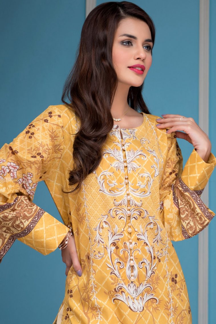 Enchanted chinoiserie gold unstitched pret kurti by Zeen Women casual spring collection 2019