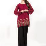 Ready to wear embroidered red top by lime light casual collection 2018
