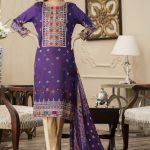 Beautiful Purple 3 piece unstitched embroidered dress by Aiman Fahad Online chiffon collection 2018