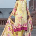 Beautiful Yellow embroidered Pakistani unstitched dress by Firdous embroidered dresses 2018