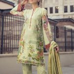 Beautiful green digital printed unstitched Pakistani pret wear by Rajbari embroidered casuals 2018