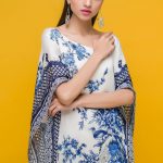 Beautiful ivory ready to wear printed dress by Deepak Perwani luxury collection 2018