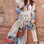 Beautiful light grey 3 piece unstitched dress by Pakistani pima cotton Collection in UK 2018
