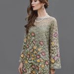 Belles Fleurs mehndi green stitched embroidered dress by Republic Luxury pret collection 2019
