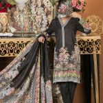 Black 3 piece Pakistani unstitched pret by Sanam Qureshi Digital Lawn Collection 2018