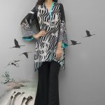 Black Printed ready to wear 2 piece dress by Deepak Perwani semi formals 2018