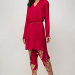 Blooming red ready to wear dress by Deepak Perwani party wear collection 2018