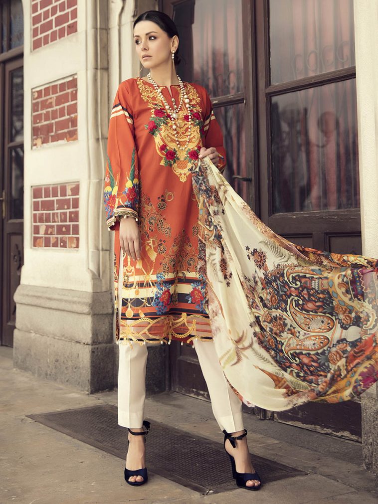 Buy this 3 piece lawn printed dress by Pakistani Dresses in Uk available at a best price of pkr3990