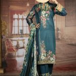 Elegant Green 3 piece unstitched pret dress by Saman Qureshi spring collection 2018