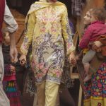 Graceful Pakistani embroidered Yellow 3 piece unstitched pret by Fridous new embroidered collection 2018
