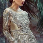 Moon dust champagne color beaded Pakistani bridal dress available online