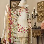 Off-white 3 piece Pakistani unstitched pret by Aiman Fahad spring embroidered 2018