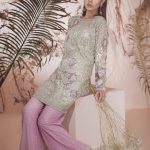 Pakistani silver and pink 3 piece stitched dress by Republic organza collection 2019