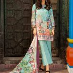 Refreshing Ferozi unstitched Pakistani pret dress by Pareesa printed clothes 2018