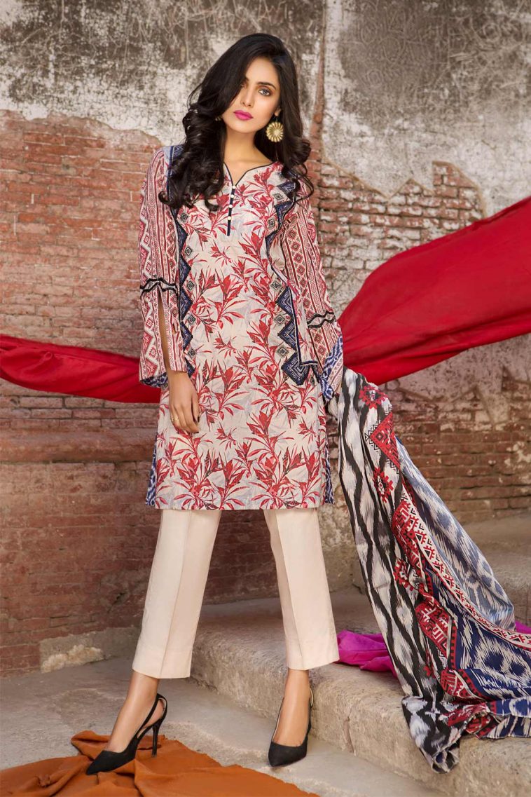 Refreshing Pink unstitched Pakistani pret dress by Chen One printed clothes 2018