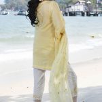 Refreshing and soothing lemon yellow 3 piece lawn dress by Motifz spring lawn collection 2018
