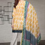 Yellow 3 piece Pakistani unstitched pret by Nishat Linen casual clothes 2018